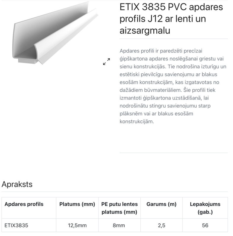 ETIX 3835/3 PVC nobeiguma līsteJ12 ar lamellu - Image 2
