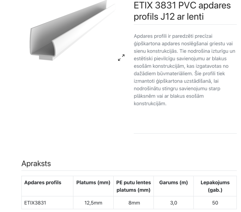 ETIX 3831 PVC nobeiguma līste logiem (pašlīmējošā) J12 - Image 2