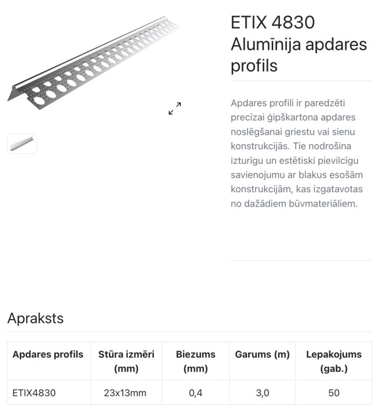 ETIX 4830 Alumīnija nobeiguma līste 0,4mm CE - Image 2
