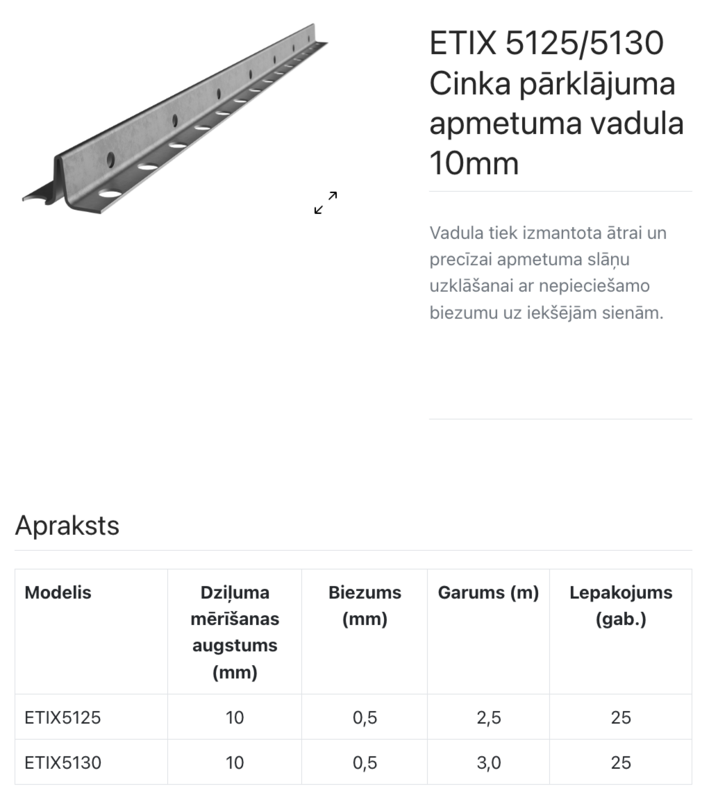 ETIX 5125  ZN apmetuma vadula 10mm 0,5mm CE 2,5m - Image 2