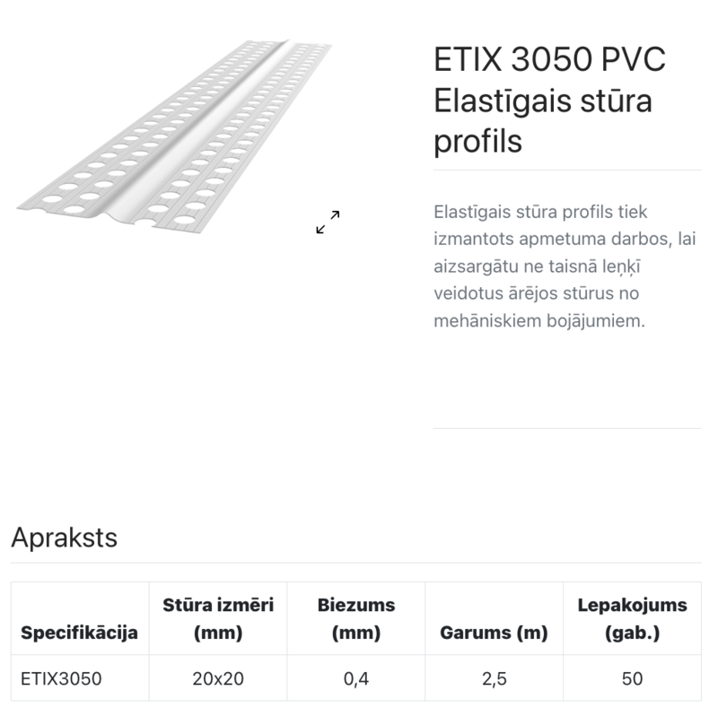 ETIX 3050 PVC universālais stūris - Image 2