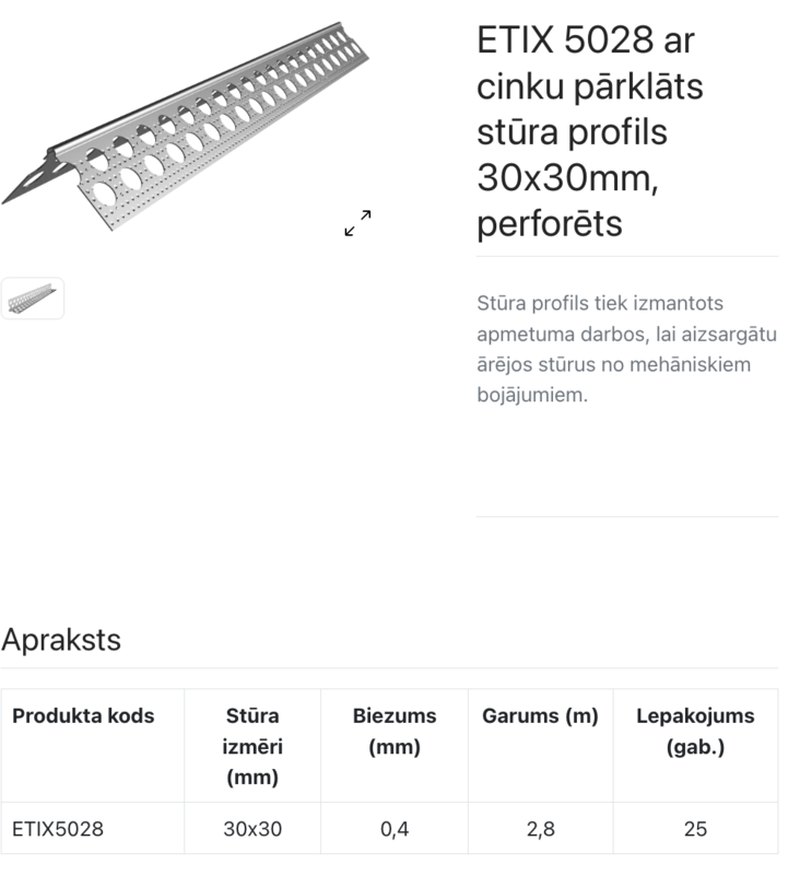 ETIX 5028 Perforēts cinkots stūris  30x30 mm - Image 2