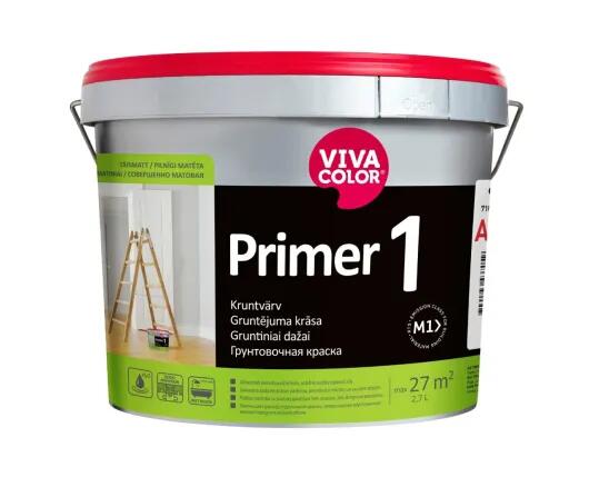 Primer 1 ūdens bāzes gruntējuma krāsa iekšdarbiem, pilnīgi matēta, balta 2,7L - Image 1