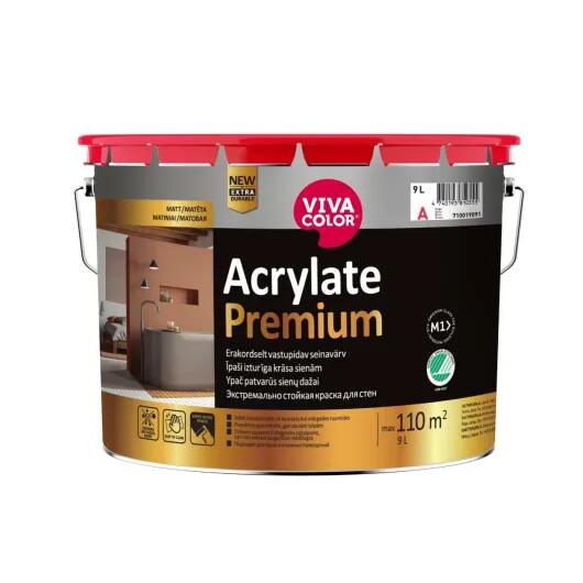 Acrylate Premium mitrumizturīga iekšdarbu krāsa ar pretpelējuma piedevām, matēta 9L - Image 1