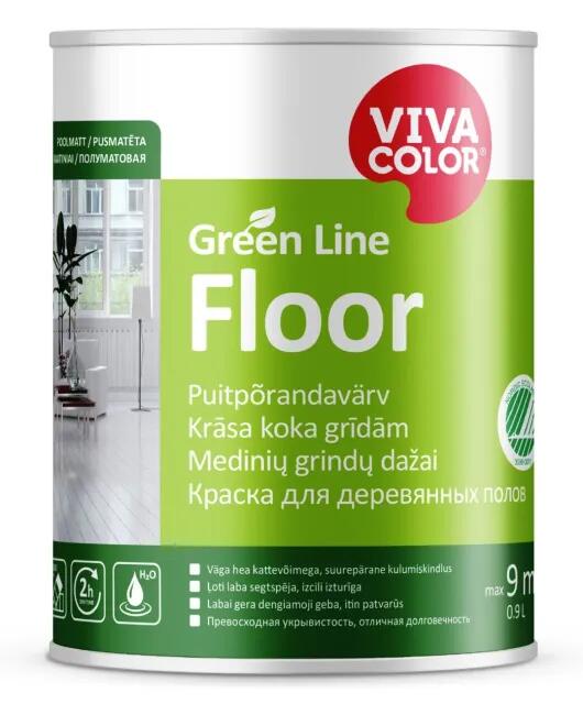 Floor pusmatēta krāsa grīdām Green Line 2,7L - Image 1