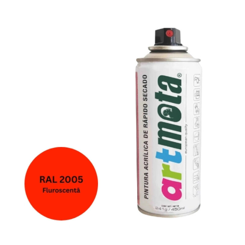 Akrila aerosola krāsa 450 ml, flouriscenta oranža, RAL2005 - Image 1