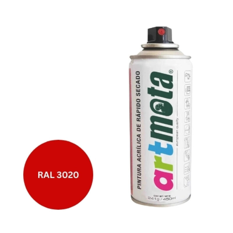 Akrila aerosola krāsa 450 ml, sarkana, RAL3020 - Image 1
