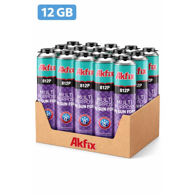 Akfix 805P montāžas poliuretāna putas MultiPurpose GunFoam, 750ml iepakojums 12gb - Image 1