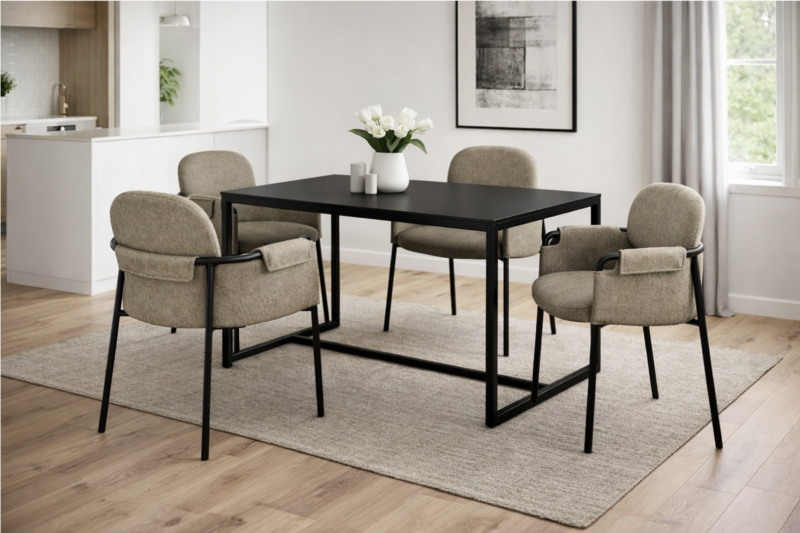 Tenzo ēdamgalds Lipp, 140 × 90 cm, matēti melns (Shadow Black) - Image 1