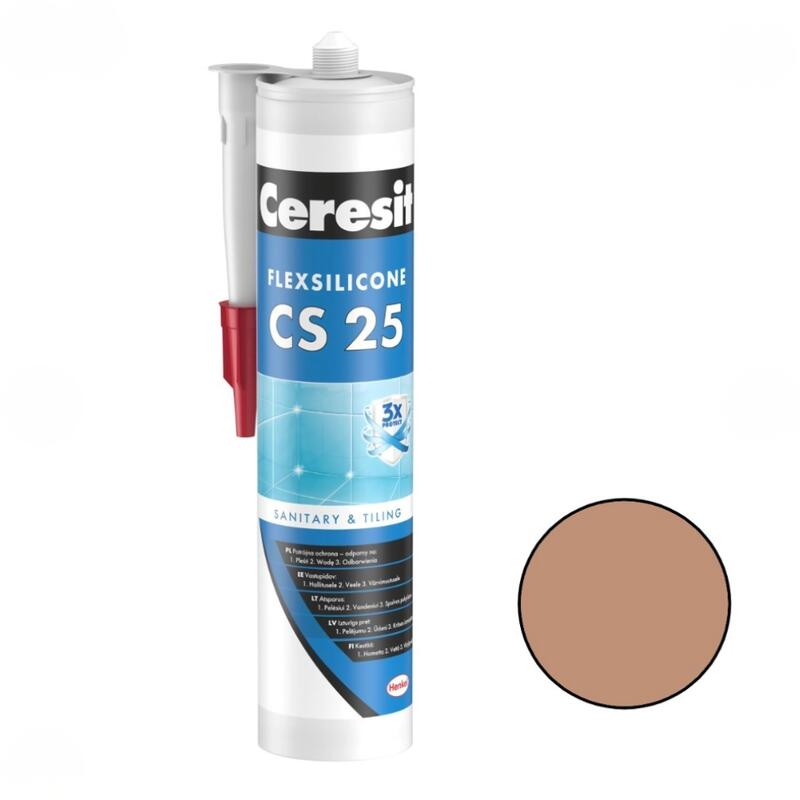 Ceresit CS 25 Sanitārais silikona hermētiķis, 280ml, siena (47) - Image 1