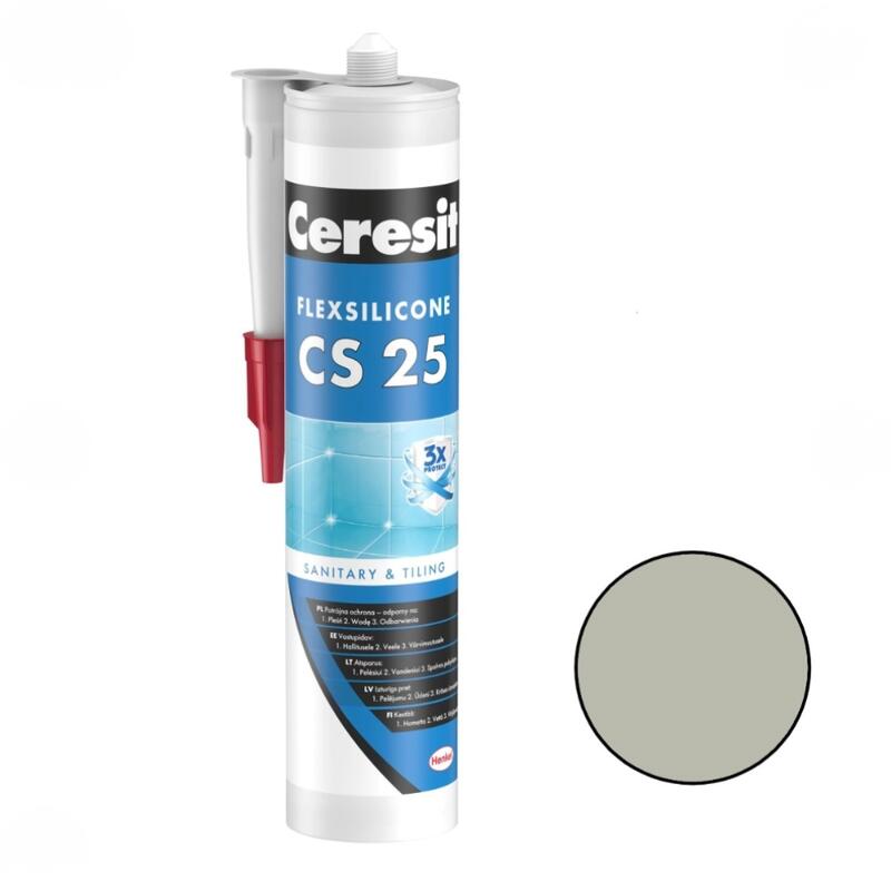 Ceresit CS 25 Sanitārais silikona hermētiķis, 280ml, platīna (14) - Image 1