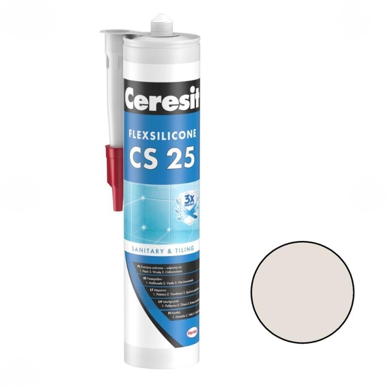Ceresit CS 25 Sanitārais silikona hermētiķis, 280ml, pergamons (39) - Image 1