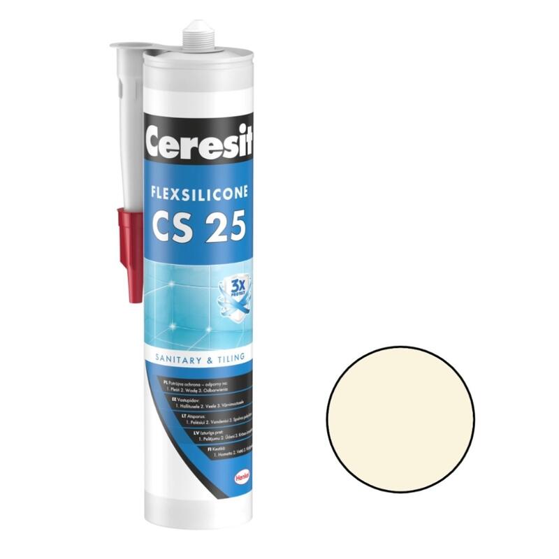 Ceresit CS 25 Sanitārais silikona hermētiķis, 280ml, jasmīna (40) - Image 1