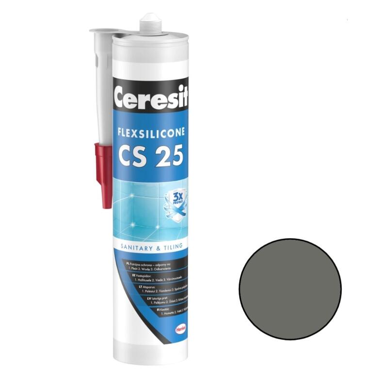 Ceresit CS 25 Sanitārais silikona hermētiķis, 280ml, grafīta (16) - Image 1