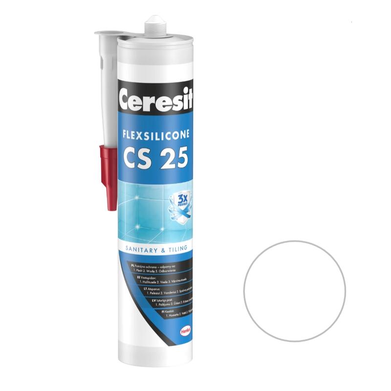 Ceresit CS 25 Sanitārais silikona hermētiķis, 280ml, caurspīdīgs - Image 1