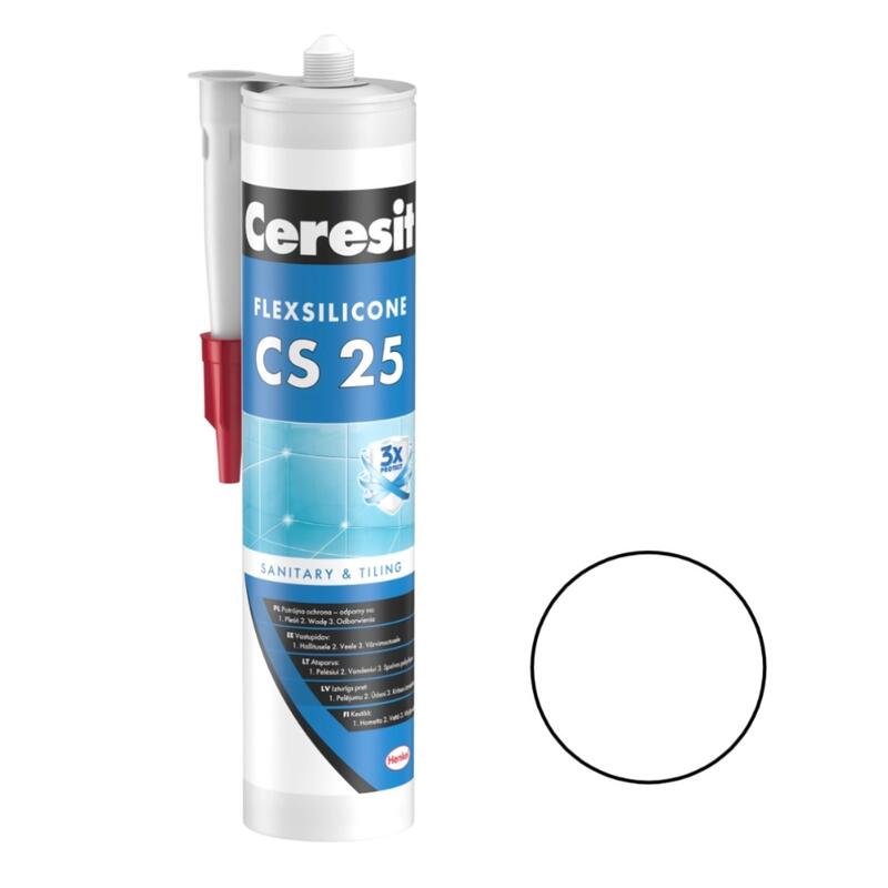 Ceresit CS 25 Sanitārais silikona hermētiķis, 280ml, balts (01) - Image 1