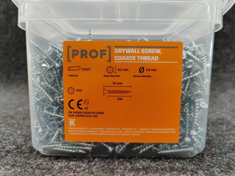 PROF Reģipša skrūve, rupjā vītne 3,8x32 mm. 3000 gab. PH2 galva - Image 2