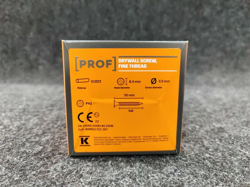 PROF Reģipša skrūve, smalkā vītne, 3,5x35 mm. 900 gab. PH2 galva - Image 2