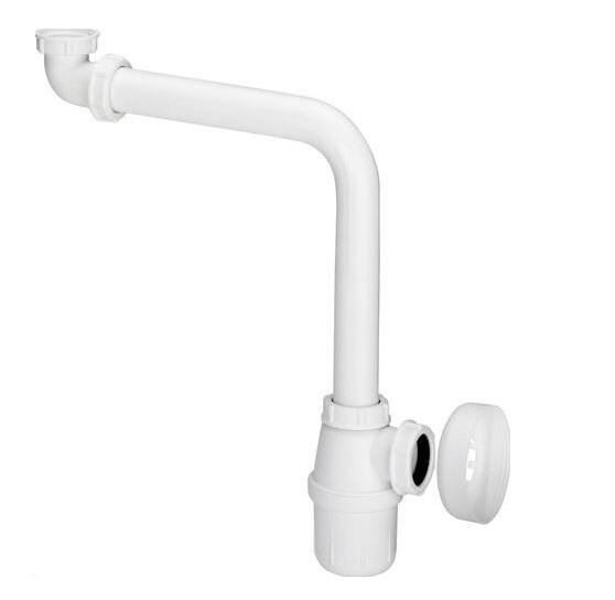 Izlietnes sifons, 1¼ x 32 mm, novirzītais, plastmasa, balts - Image 1