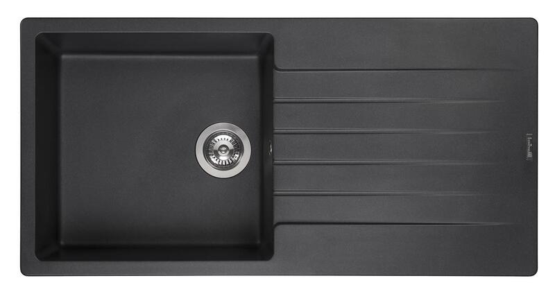 Virtuves izlietne Harlem 10, viena bļoda ar plauktu, 1000x500 mm, black silvery - Image 1