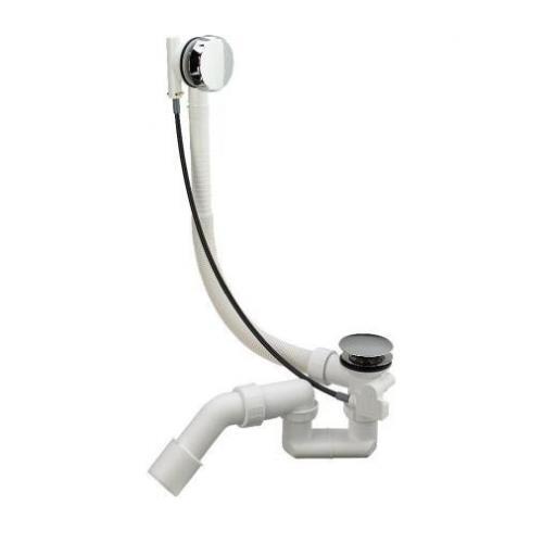 Vannas sifons Simplex, d=40/50 mm, trose 560 mm, plastmasa, balts/hroms # - Image 1