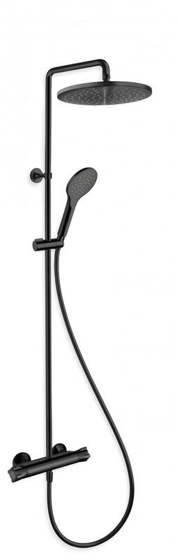 Dušas sistēma ar termostatu dušas galvu d=250, 1047 mm stienis, matt black - Image 1