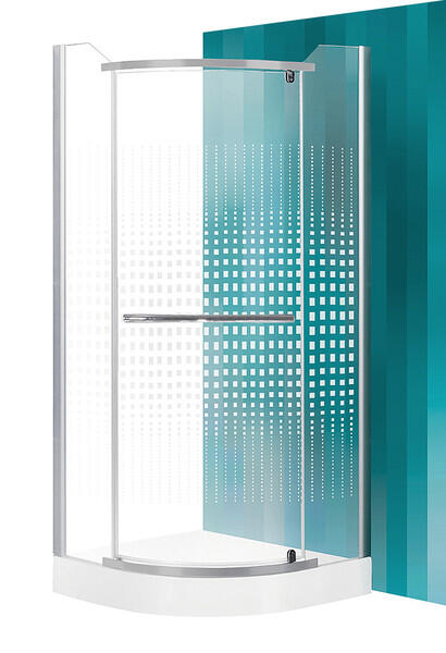 Dušas stūris Austin, 900x900 mm, h=1950, r=550, matēts sudrabs/dekora stikls - Image 1