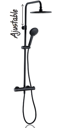 Dušas sistēma Black Roma ar termostatu, 230 mm, matēts melns - Image 1