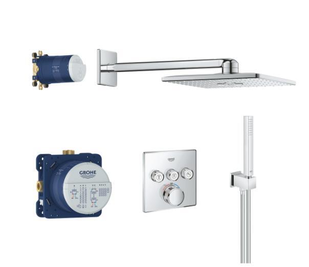 Iebūvējamā dušas termostata komplekts SmartControl Perfect Rainshower 310 Cube, 3 režīmi, hroms - Image 1