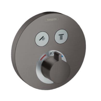 Iebūvējamā termostata ShowerSelect S  virsapmetuma daļa, ar 2 izejām, brushed black chrome - Image 1