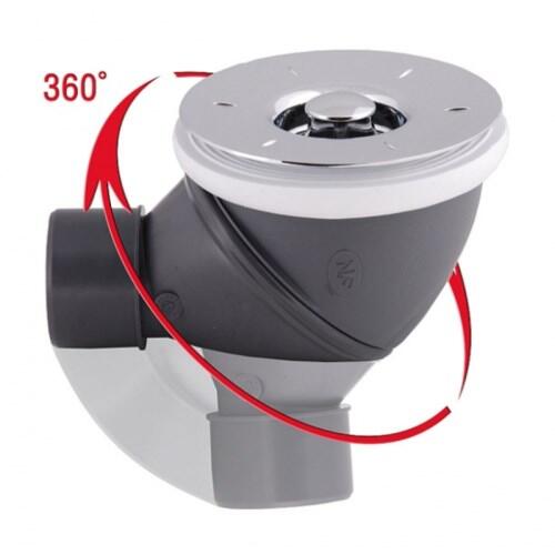 Dušas paliktņa sifons James, d=90x50 mm, plastmasa, pelēks/hroms - Image 1