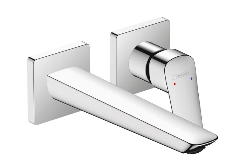 Iebūvējamā izlietnes maisītāja Logis virsapmetuma daļa, 2 caurumu, iztece 205 mm, no sienas, hroms - Image 1