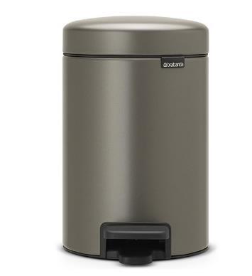 Atkritumu tvertne ar pedāli NewIcon, 3l, platinum - Image 1