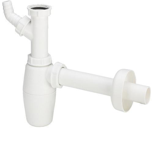 Izlietnes sifons, 1¼ x 32 mm, ar pieslēgu, plastmasa, balts - Image 1