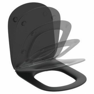 Poda sēdriņķis ar vāku Tesi Thin, QR/SC,  matēts melns - Image 1