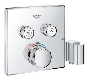 Iebūvējamā dušas termostata SmartControl virsapmetuma daļa, ar 2 izejām, ar dušas turētāju, hroms - Image 1