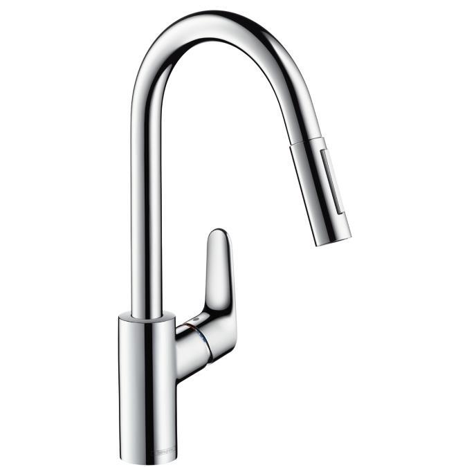 Virtuves izlietnes maisītājs ar izvelkamu dušu Focus M41 240 2jet, hroms - Image 1