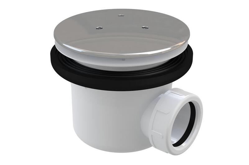 Dušas paliktņa sifons Professional 90, d=90x40 mm, h=84 mm, plastmasa, balts/hroms - Image 1
