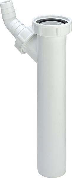 Izplūdes caurule ar pieslēgu, 1½ x 40 mm, 200 mm, plastmasa, balta - Image 1