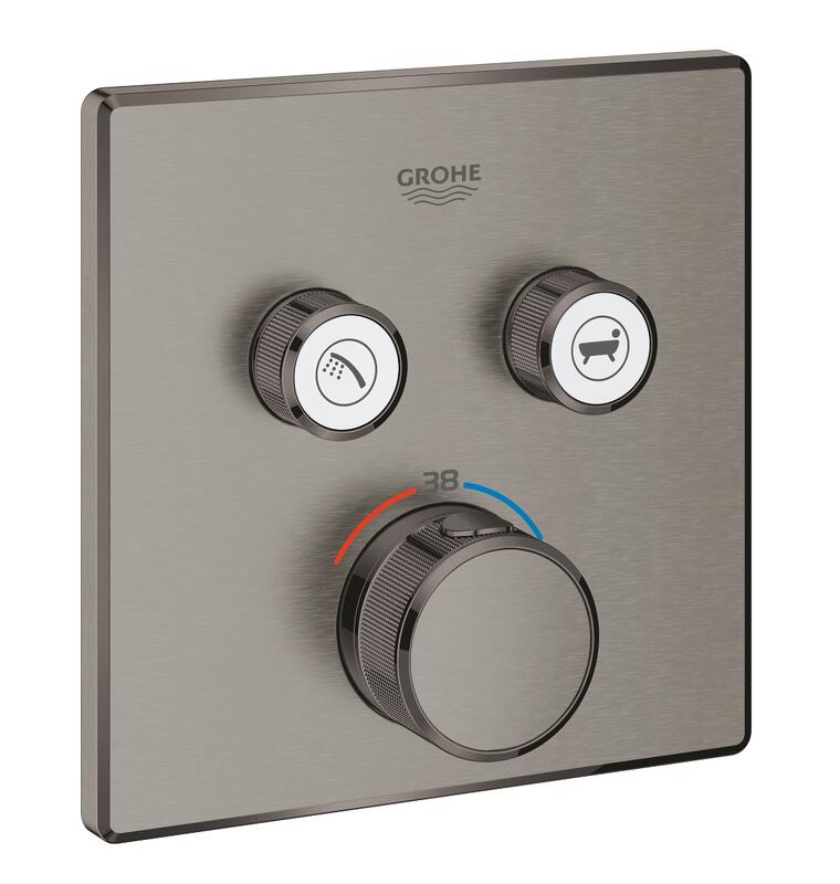 Iebūvējamā dušas termostata SmartControl virsapmetuma daļa, ar 2 izejām, brushed hard graphite - Image 1