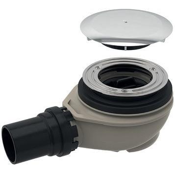 Dušas paliktņa sifons, d=90x50 mm, horizontāls, ar hromētu dekoratīvo vāciņu - Image 1