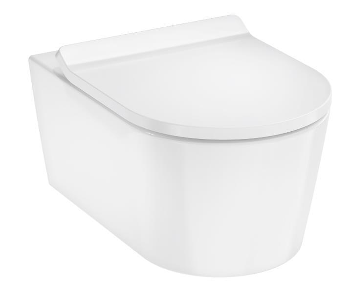 Pods ar QR/SC vāku EluPura S rimless, 366x540 mm, pie sienas, AquaHelix Flush, balts HygieneEffect - Image 1