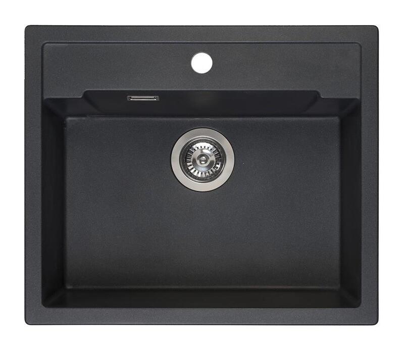 Virtuves izlietne Amsterdam 54 Tapwing, viena bļoda, 600x510 mm, black silvery - Image 1