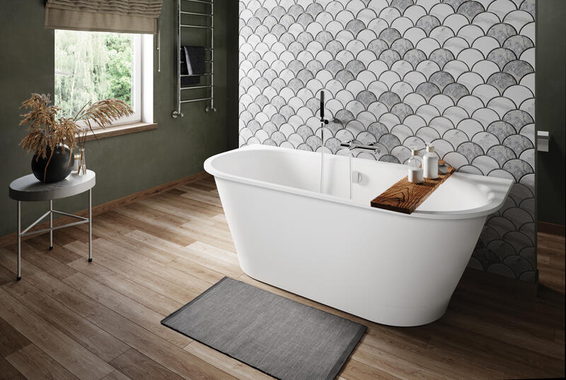 Vanna Vario XL, 1800x800 mm, ar noapaļotiem stūriem AB, balta akmens masas - Image 1
