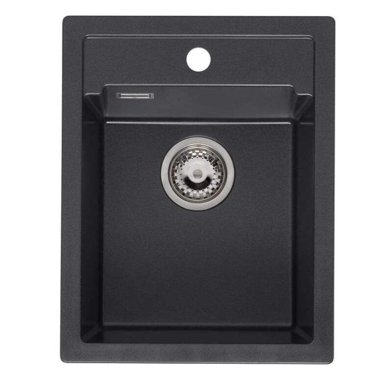 Virtuves izlietne Amsterdam 34 Tapwing, viena bļoda, 400x510 mm, black silvery - Image 1