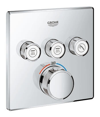 Iebūvējamā dušas termostata SmartControl virsapmetuma daļa, ar 3 izejām, hroms - Image 1