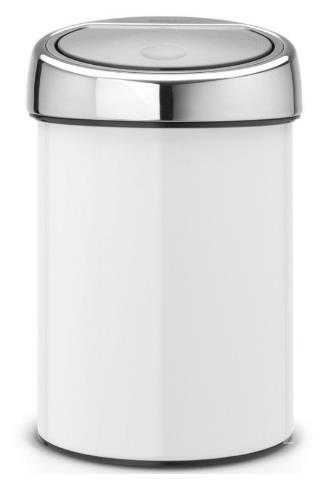 Atkritumu tvertne Touch Bin, 3l, balta/hroms - Image 1