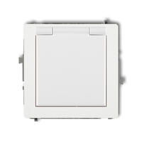 DECO Šļakatu necaurlaidīga kontaktligzda ar 2P+Z zemējuma SCHUKO mehānismu (balts vāks, ar paaugstinātu kontakta aizsardzību/aizslēgu)