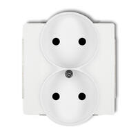 DECO Divkārša kontaktligzda uz rāmja bez 2x2P zemējuma mehānisma (ar paaugstinātu kontakta aizsardzību/aizslēgu)