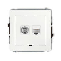 DECO Vienas antenas F tipa ligzda (SAT) + vienas datora ligzdas mehānisms 1xRJ45, 6. kat., 8 kontakti